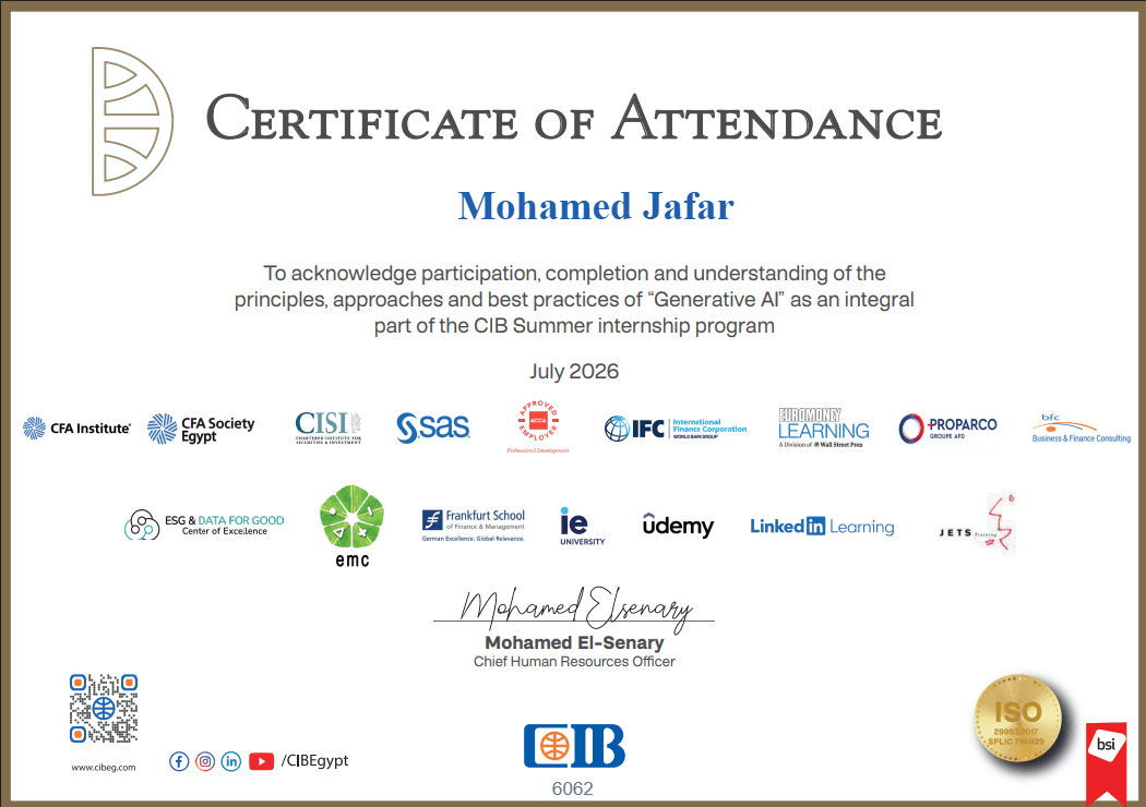 CIB Summer Training Program – FinTech & Core Banking